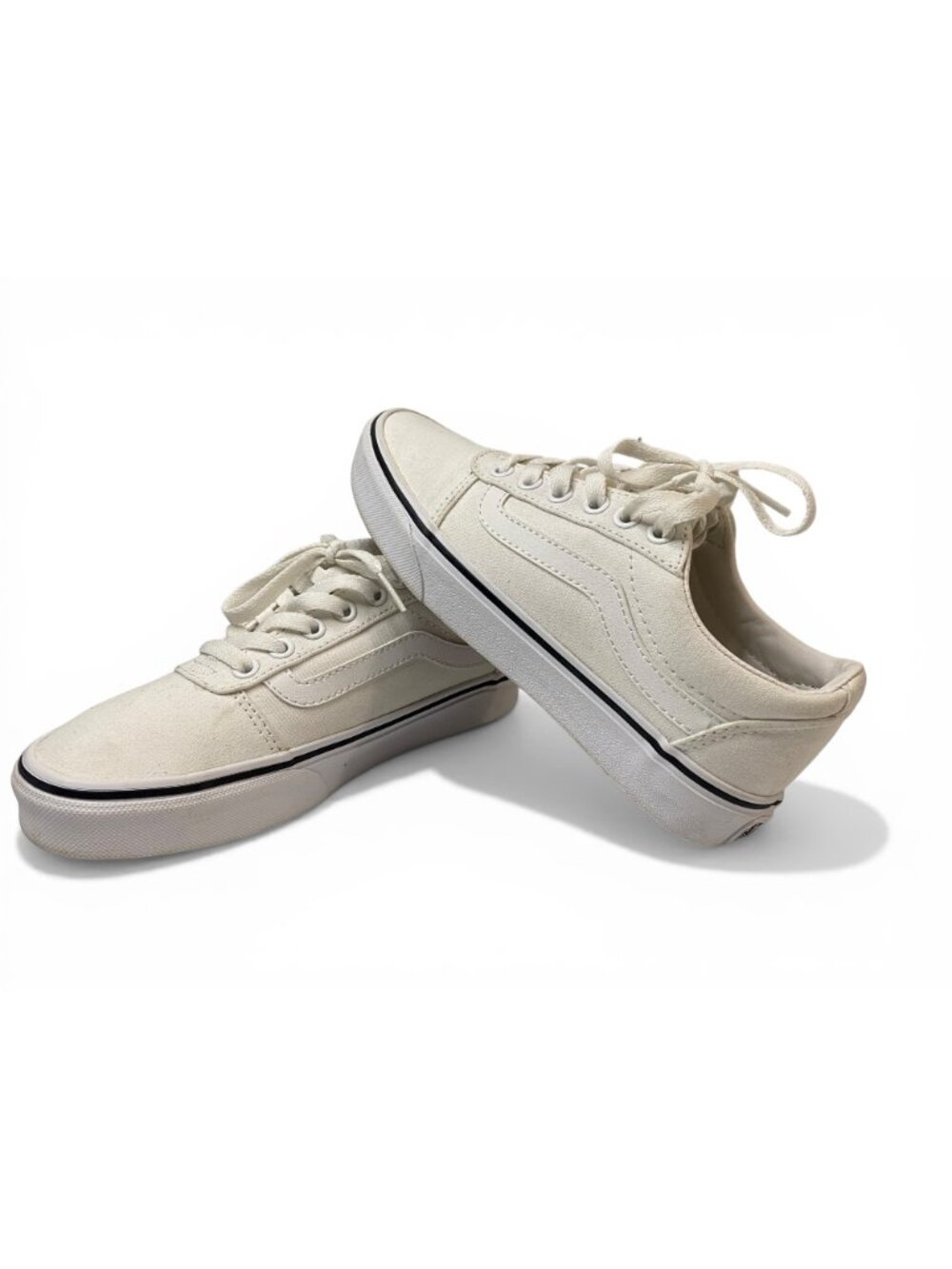 Vans Old Skool White Canvas Sneakers Womens 6 Off White Low Top Casual - Picture 3 of 14